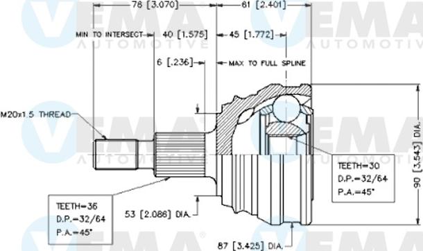 VEMA 18606 - Kit giunti, Semiasse autozon.pro