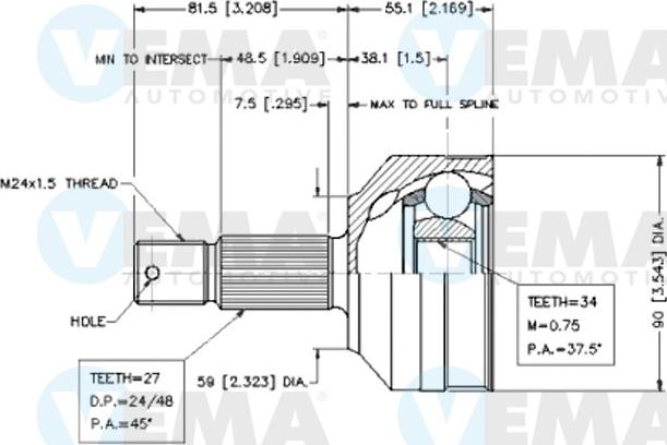 VEMA 18614 - Kit giunti, Semiasse autozon.pro