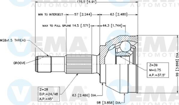 VEMA 18617 - Kit giunti, Semiasse autozon.pro