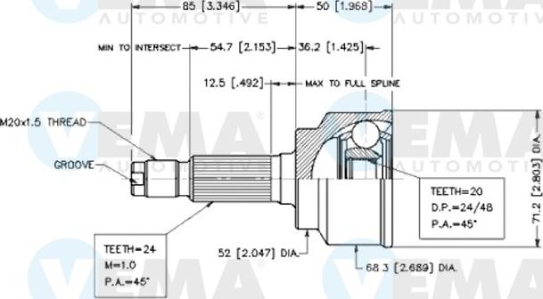 VEMA 18635 - Kit giunti, Semiasse autozon.pro