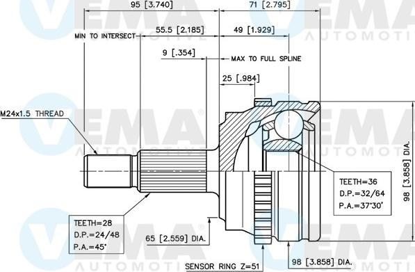 VEMA 18814 - Kit giunti, Semiasse autozon.pro