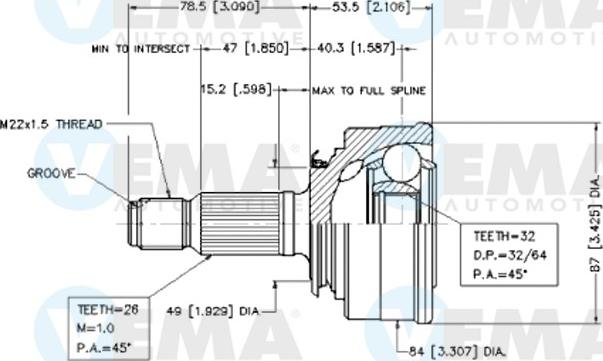 VEMA 18296 - Kit giunti, Semiasse autozon.pro