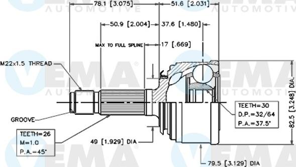 VEMA 18297 - Kit giunti, Semiasse autozon.pro