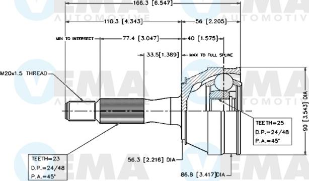 VEMA 18243 - Kit giunti, Semiasse autozon.pro