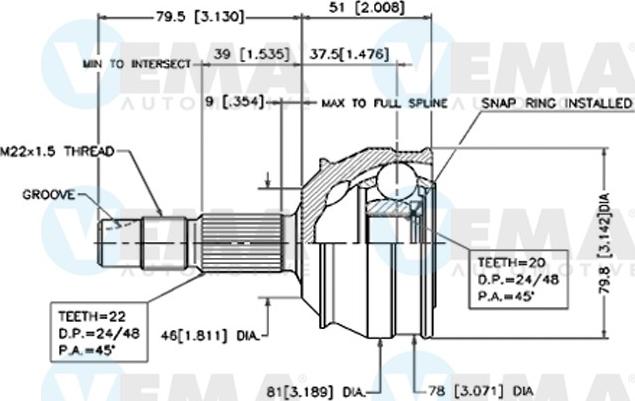 VEMA 18265 - Kit giunti, Semiasse autozon.pro