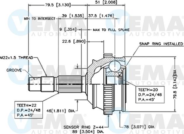 VEMA 18266 - Kit giunti, Semiasse autozon.pro