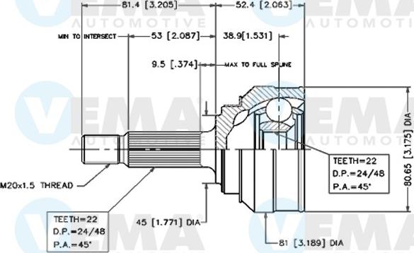 VEMA 18219 - Kit giunti, Semiasse autozon.pro