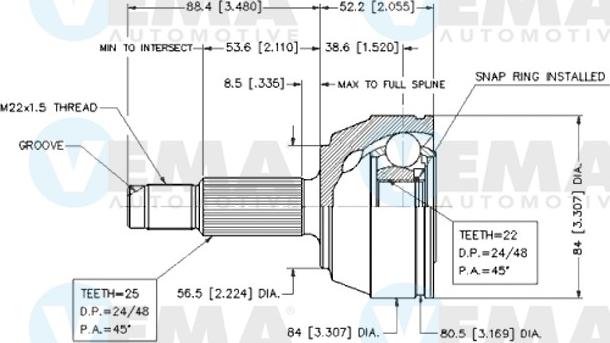 VEMA 18213 - Kit giunti, Semiasse autozon.pro