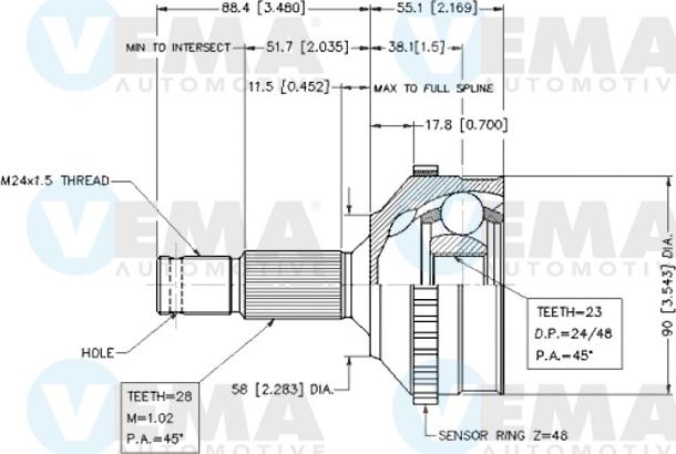 VEMA 18282 - Kit giunti, Semiasse autozon.pro