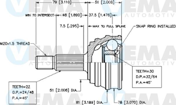 VEMA 18239 - Kit giunti, Semiasse autozon.pro