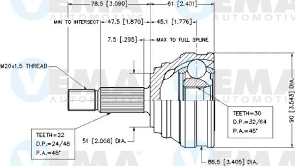 VEMA 18237 - Kit giunti, Semiasse autozon.pro