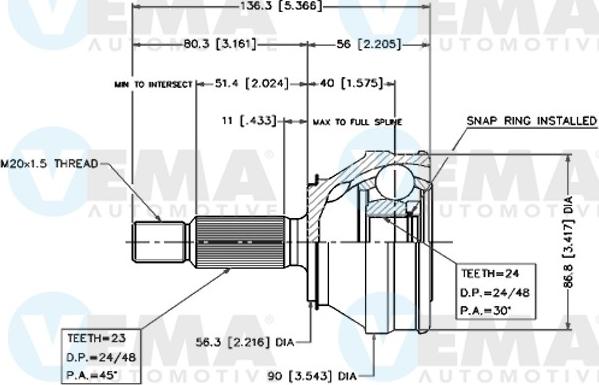 VEMA 18279 - Kit giunti, Semiasse autozon.pro