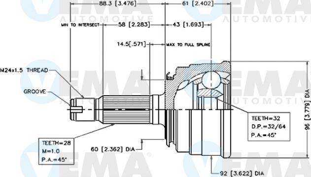 VEMA 18272 - Kit giunti, Semiasse autozon.pro