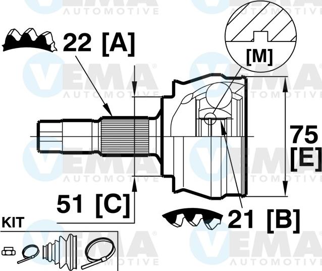 VEMA 18759 - Kit giunti, Semiasse autozon.pro