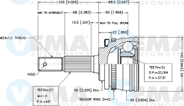 VEMA 18702 - Kit giunti, Semiasse autozon.pro