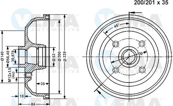 VEMA 800936 - Tamburo freno autozon.pro