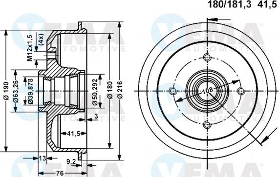 VEMA 800937 - Tamburo freno autozon.pro