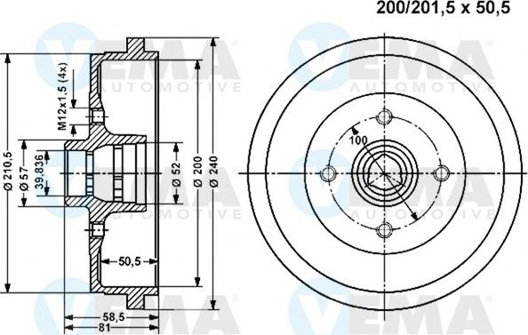 VEMA 800975 - Tamburo freno autozon.pro