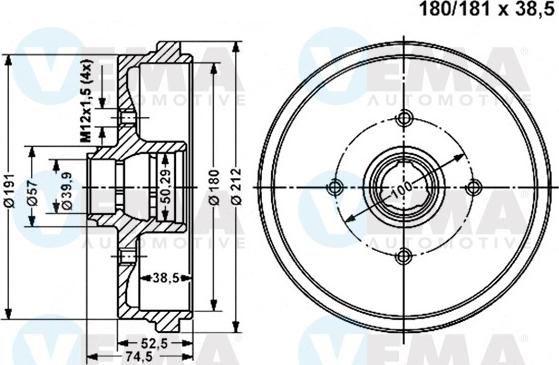 VEMA 800973 - Tamburo freno autozon.pro