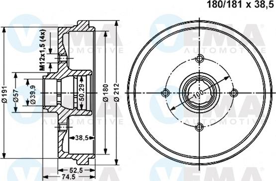 VEMA 800977 - Tamburo freno autozon.pro