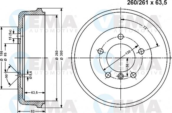 VEMA 800849 - Tamburo freno autozon.pro