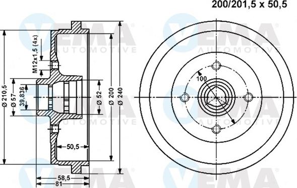 VEMA 800857 - Tamburo freno autozon.pro