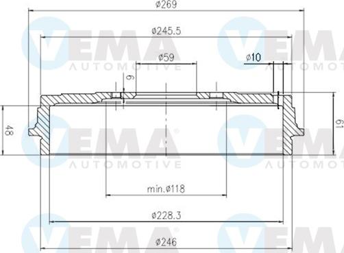 VEMA 801502 - Tamburo freno autozon.pro