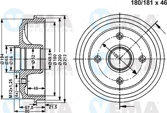 VEMA 801099 - Tamburo freno autozon.pro