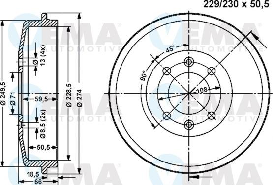 VEMA 801095 - Tamburo freno autozon.pro