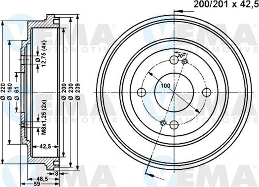 VEMA 801049 - Tamburo freno autozon.pro