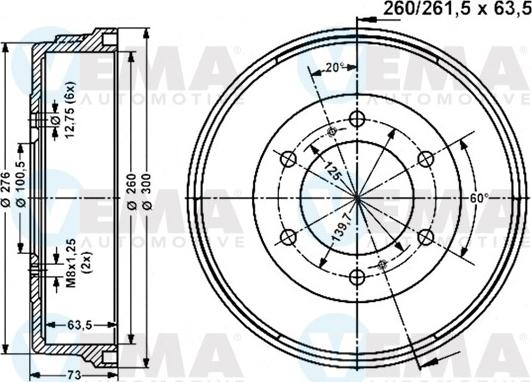 VEMA 801025 - Tamburo freno autozon.pro