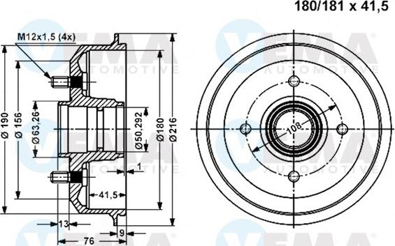 VEMA 801151 - Tamburo freno autozon.pro