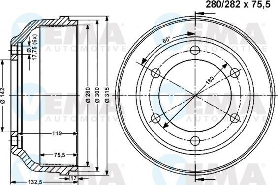 VEMA 801164 - Tamburo freno autozon.pro