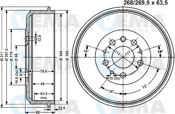 VEMA 801118 - Tamburo freno autozon.pro