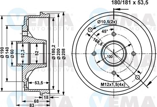 VEMA 801311 - Tamburo freno autozon.pro