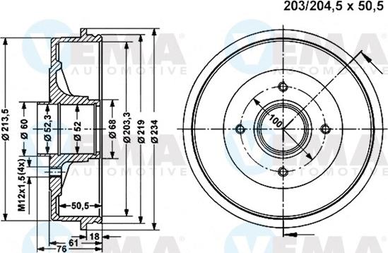 VEMA 801312 - Tamburo freno autozon.pro