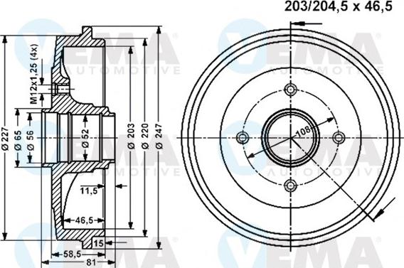 VEMA 801336 - Tamburo freno autozon.pro