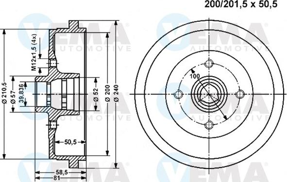 VEMA 801321 - Tamburo freno autozon.pro