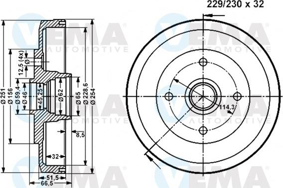 VEMA 801255 - Tamburo freno autozon.pro