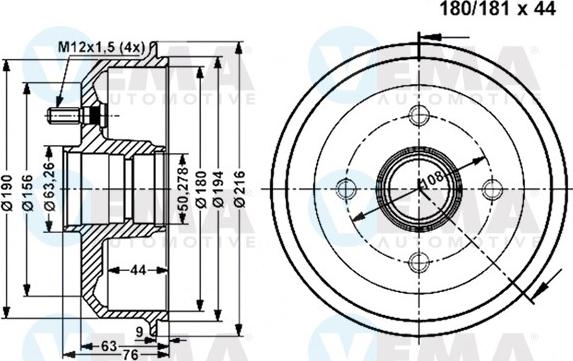 VEMA 801267 - Tamburo freno autozon.pro