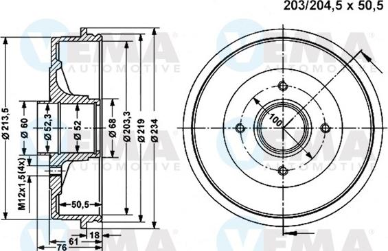 VEMA 801218 - Tamburo freno autozon.pro