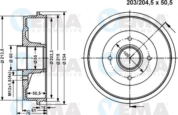 VEMA 801221 - Tamburo freno autozon.pro