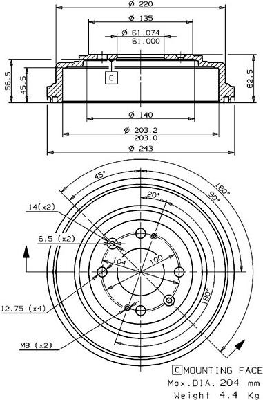 Villar 627.0092 - Tamburo freno autozon.pro