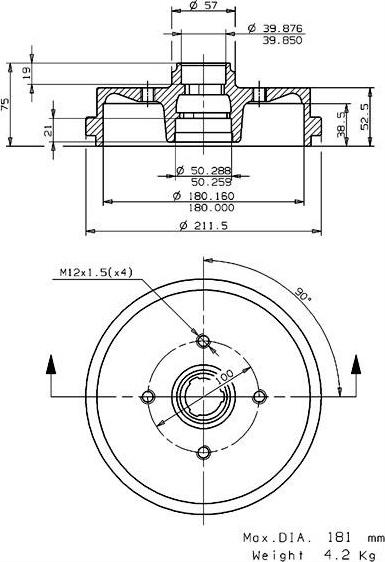 Villar 627.0040 - Tamburo freno autozon.pro