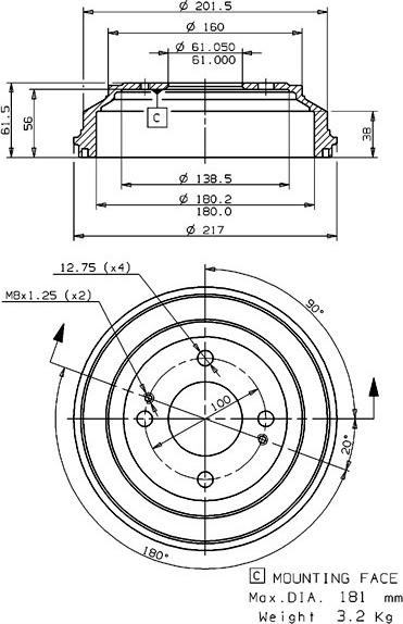 Villar 627.0065 - Tamburo freno autozon.pro