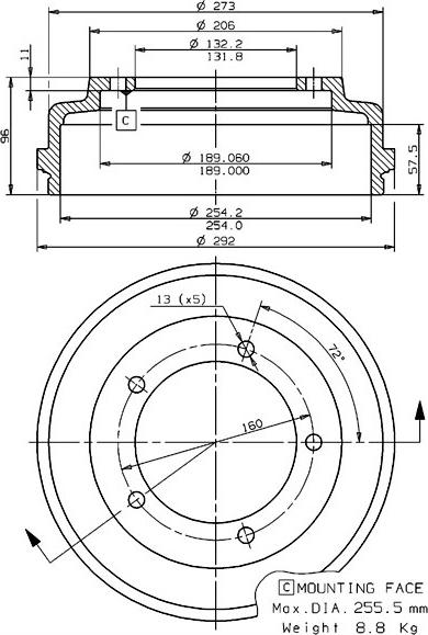 Villar 627.0086 - Tamburo freno autozon.pro