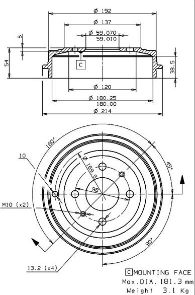 Villar 627.0080 - Tamburo freno autozon.pro