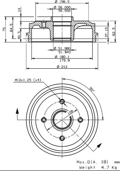 Villar 627.0083 - Tamburo freno autozon.pro