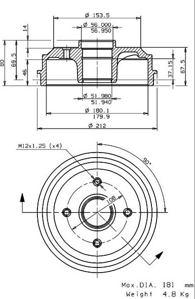 Villar 627.0082 - Tamburo freno autozon.pro