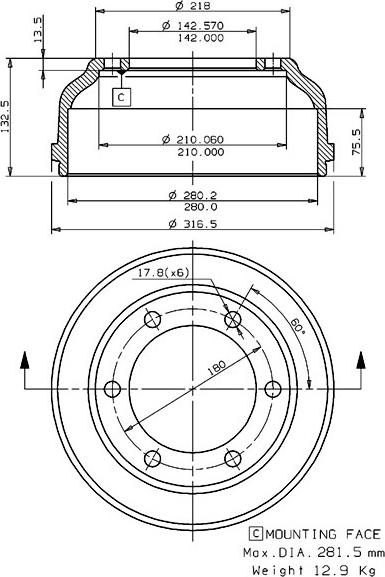 Villar 627.0087 - Tamburo freno autozon.pro